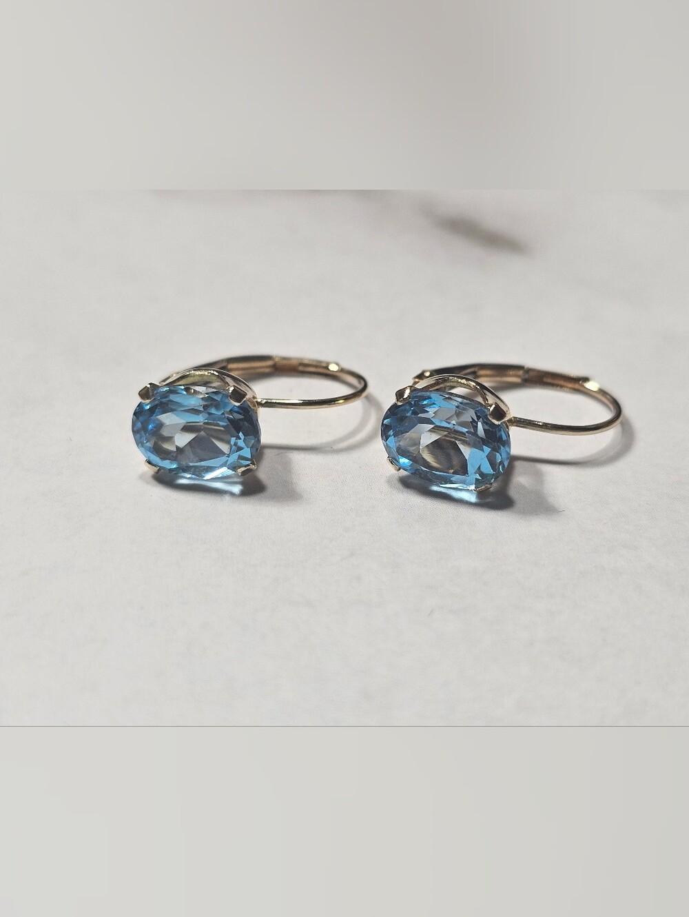 14k Yellow Gold and 1.5(each) Carat Topaz leverback Earrings